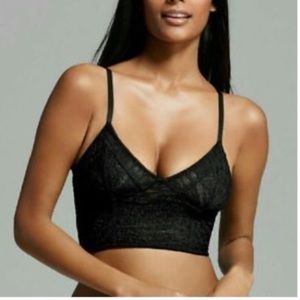 Free People Lace Crop Bralette Black